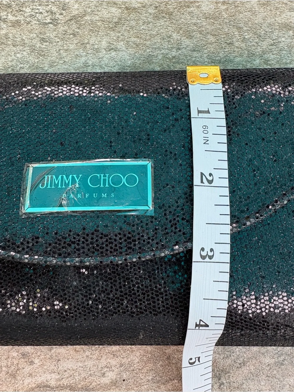 Jimmy Choo Black Sparkle Flap Clutch